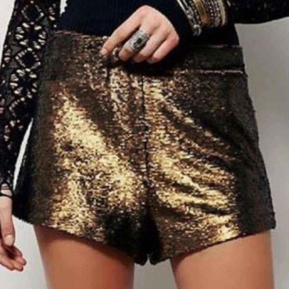Free People Time to Shine Bronze Sequin Shorts